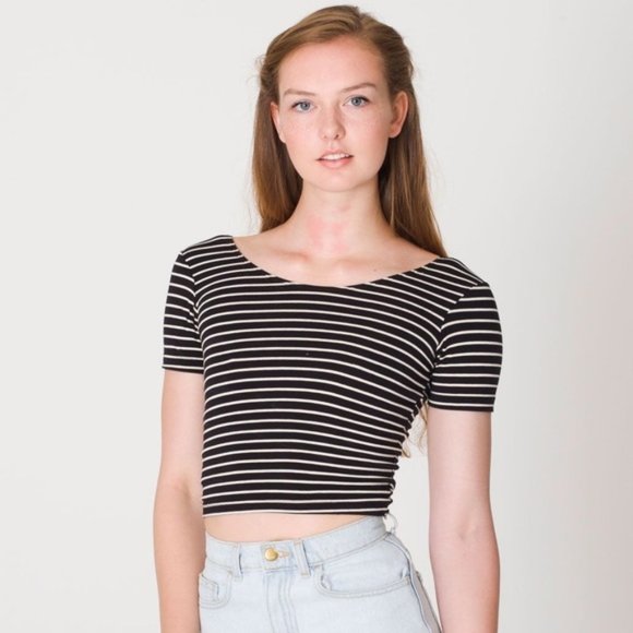 American Apparel Striped Crop Top - Picture 1 of 2